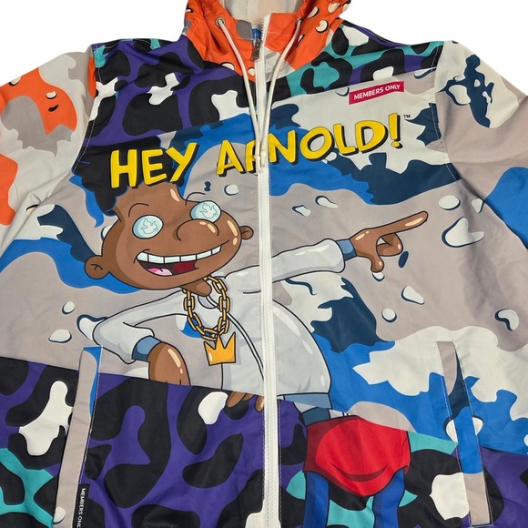 Members Only Nickelodeon X Jacket Size Large Rugrats Windbreaker Hey Arnold Camo - Picture 3 of 12